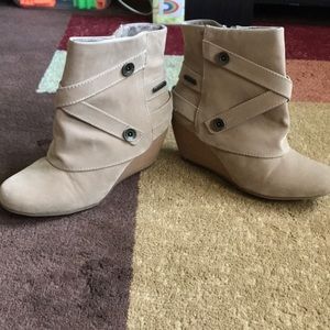 Tan ankle booties made by Blowfish